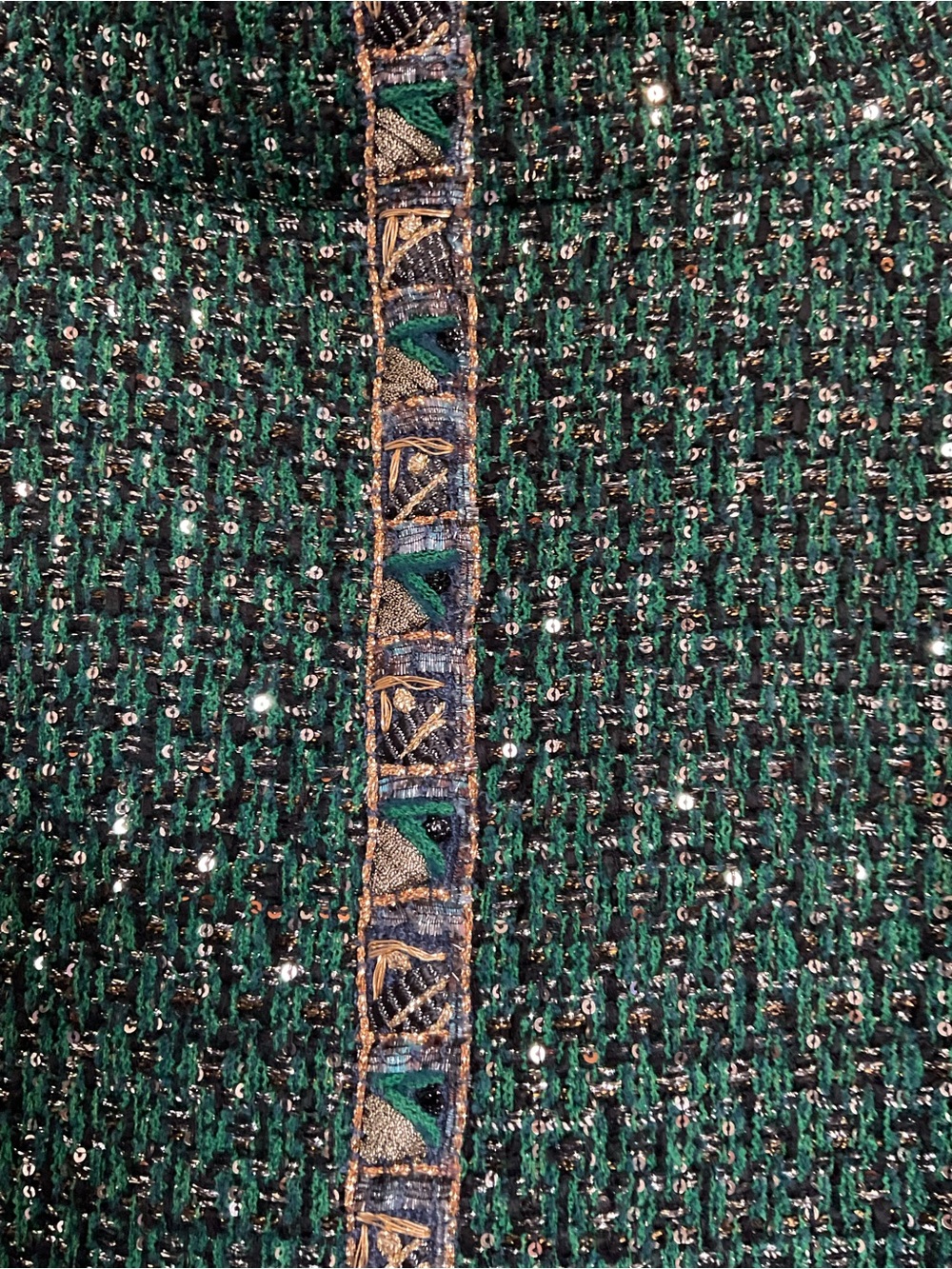 CHANEL VINTAGE PARIS BYZANCE GREEN GOLD JACKET GRIPOIX BUTTONS. FR 48 - Picture 8 of 16
